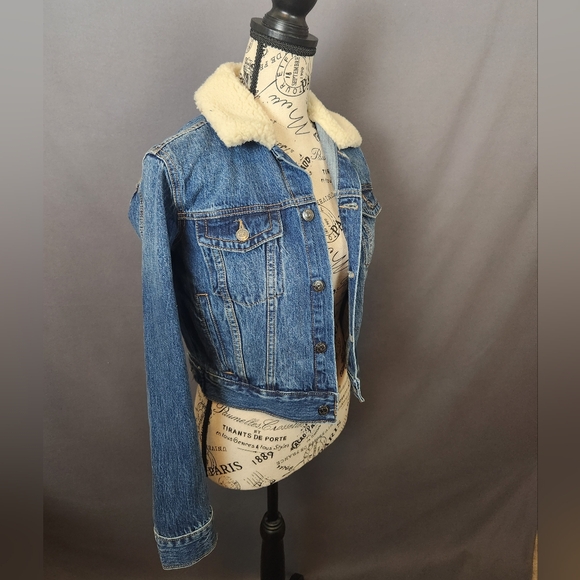 True Religion Sherpa Collar Denim Jacket sz XS - Picture 2 of 7